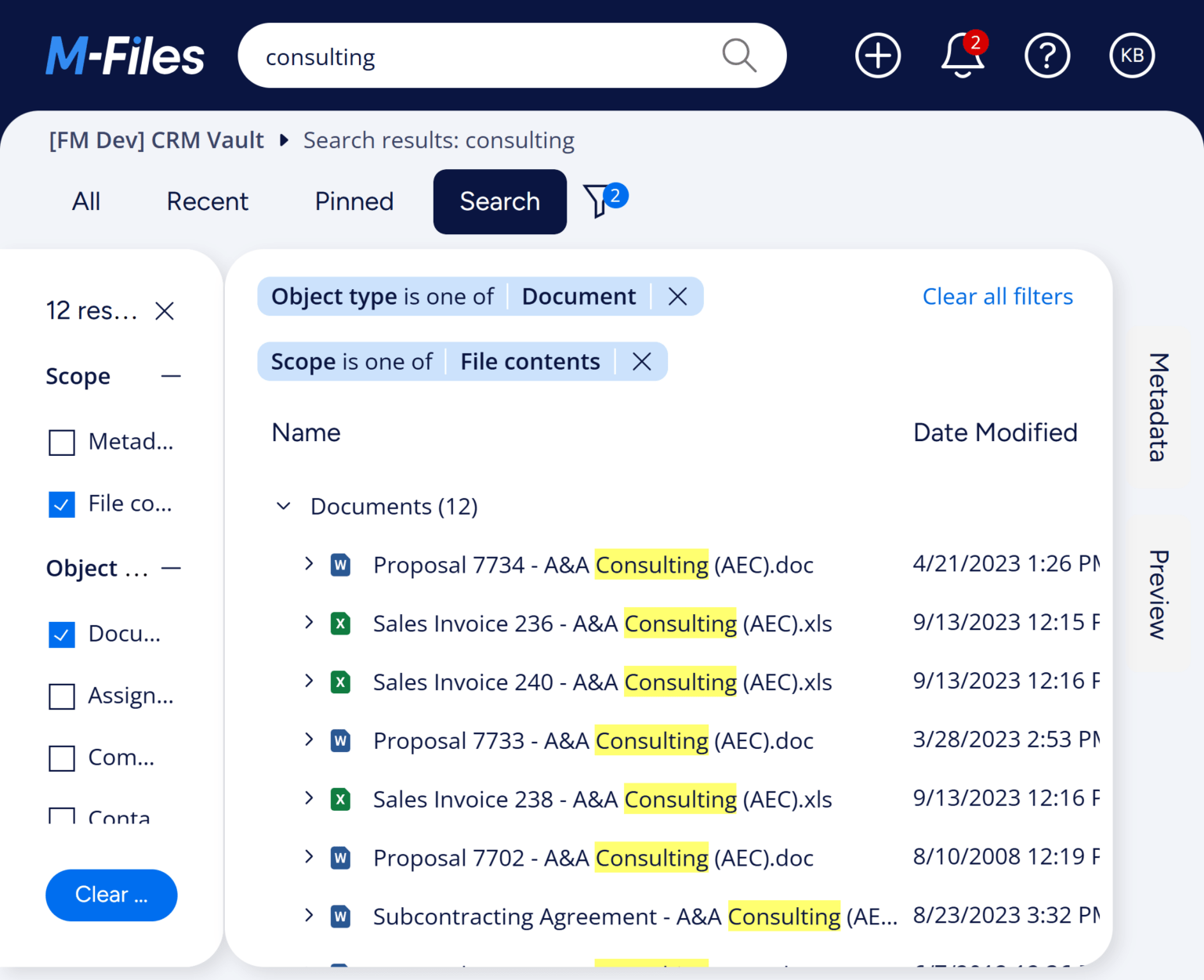 Advanced Search - M-Files