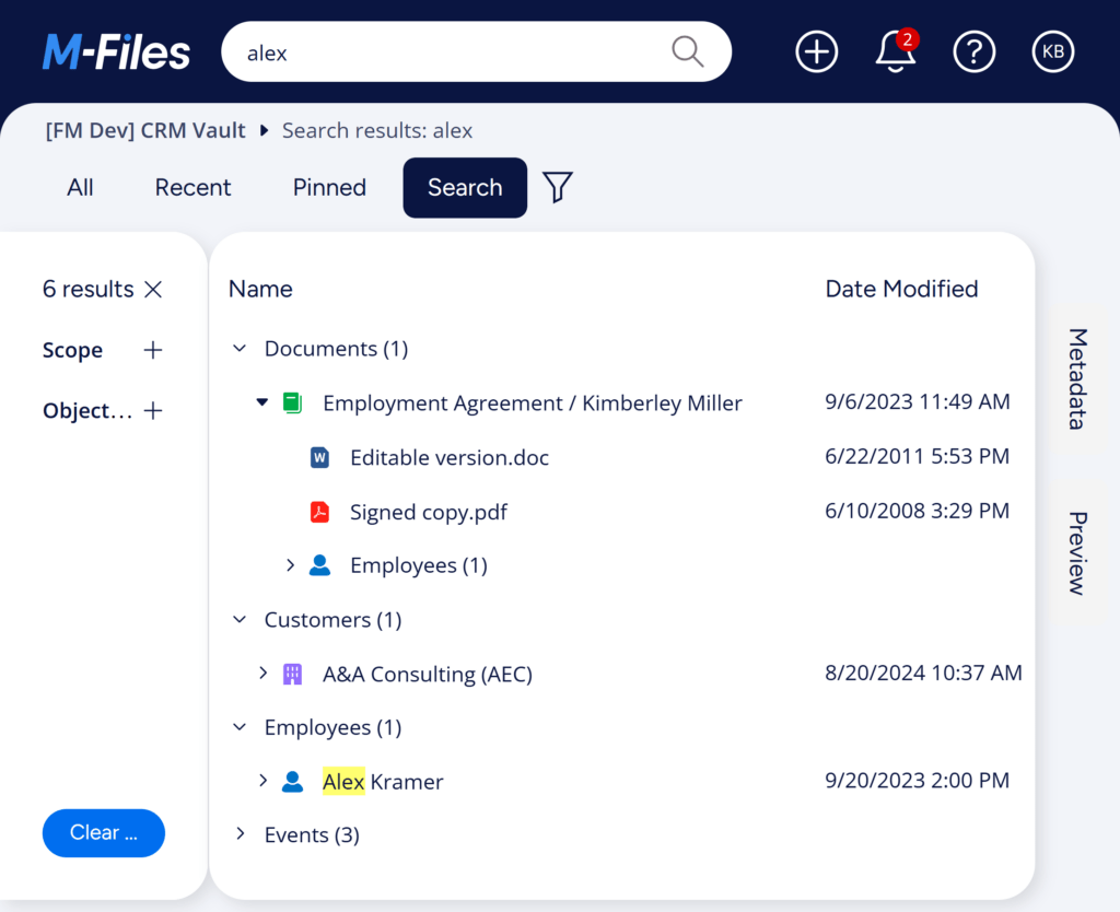 Search M-Files